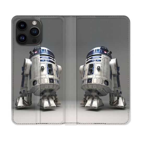 Housse Cuir Portefeuille Pour Iphone 15 Pro (6,1) Star Wars - R2D2