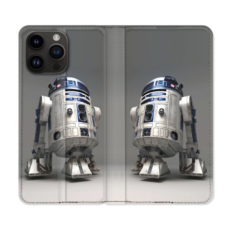 Housse Cuir Portefeuille Pour Iphone 15 Pro (6,1) Star Wars - R2D2