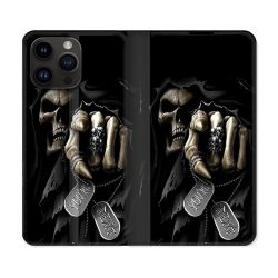 Housse Cuir Portefeuille Pour Iphone 15 Pro (6,1) Tete de Mort Your Next