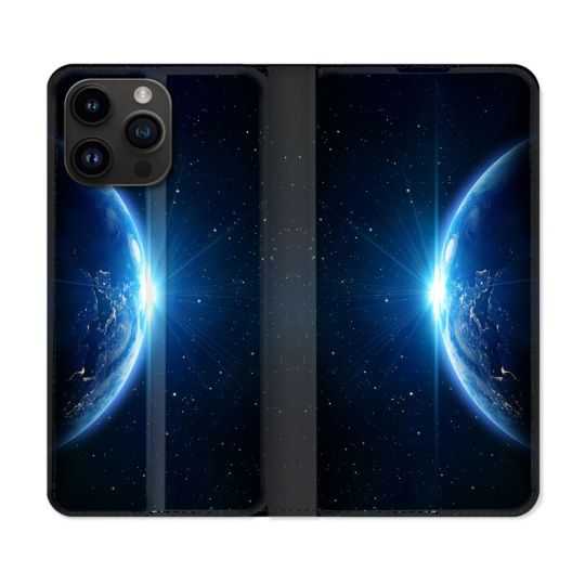 Housse Cuir Portefeuille Pour Iphone 15 Pro (6,1) Univers Planete Terre