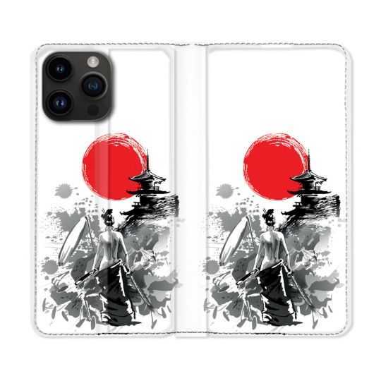 Housse Cuir Portefeuille Pour Iphone 15 Pro (6,1) Voyage Japon Femme