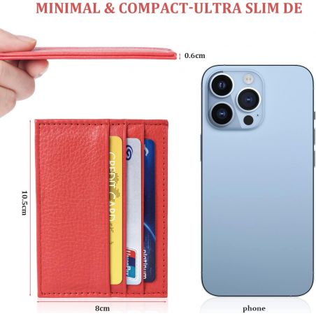 Porte-Cartes en Cuir Homme ou femme Rouge