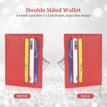 Porte-Cartes en Cuir Homme ou femme Rouge
