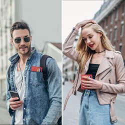 Porte-Cartes en Cuir Homme ou femme Rouge