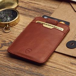 Porte carte avec protection RFID, en cuir italienne personnalisable cognac