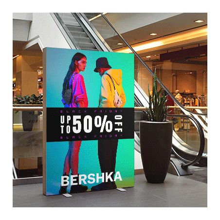 Totem Publicitaire Tissu Lumineux LED Double Face 85 X 200 cm M1 Personnalisé