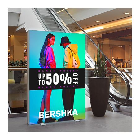 Totem Publicitaire Tissu Lumineux LED Double Face 85 X 200 cm M1 Personnalisé