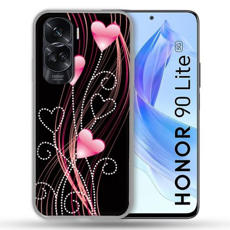 Coque Renforcée Pour Honor 90 Lite 5G Amour Coeur Rose Montant sur Noir