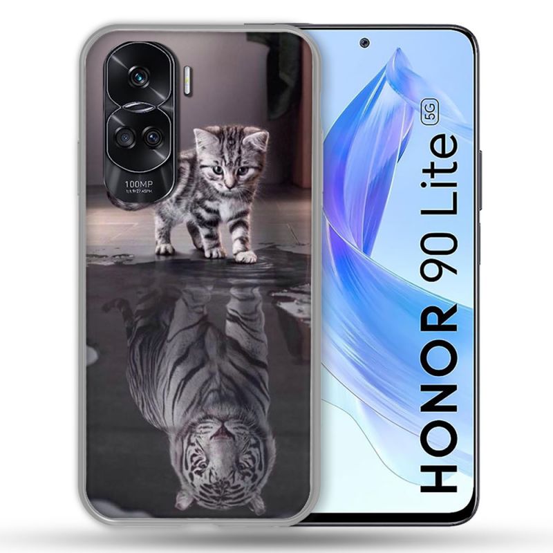 Coque Renforcée Pour Honor 90 Lite 5G Animal Chat Reflet