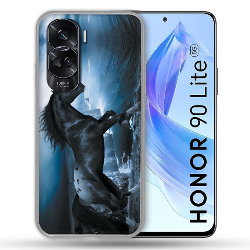 Coque Renforcée Pour Honor 90 Lite 5G Animal Cheval Noir