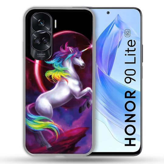 Coque Renforcée Pour Honor 90 Lite 5G Fantastique Licorne Arc en ciel