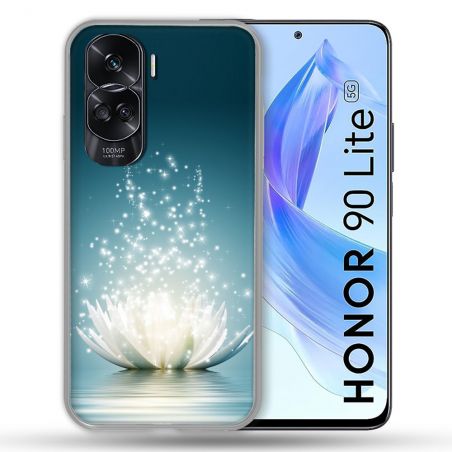 Coque Renforcée Pour Honor 90 Lite 5G Fleur Lotus Blanc