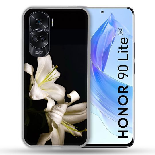 Coque Renforcée Pour Honor 90 Lite 5G Fleur Lys Noir
