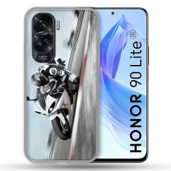 Coque Renforcée Pour Honor 90 Lite 5G Moto Course GP Blanche