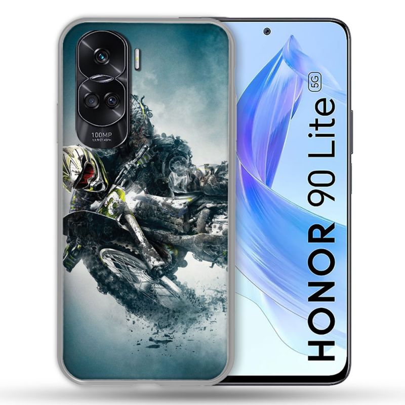 Coque Renforcée Pour Honor 90 Lite 5G Moto Cross Ombre