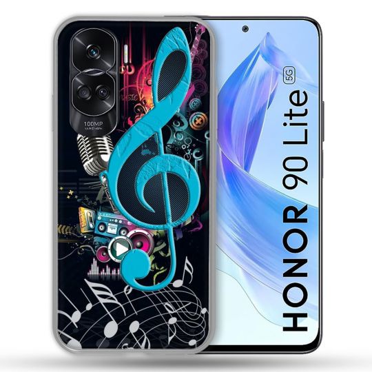 Coque Renforcée Pour Honor 90 Lite 5G Musique Cle Sol Bleu