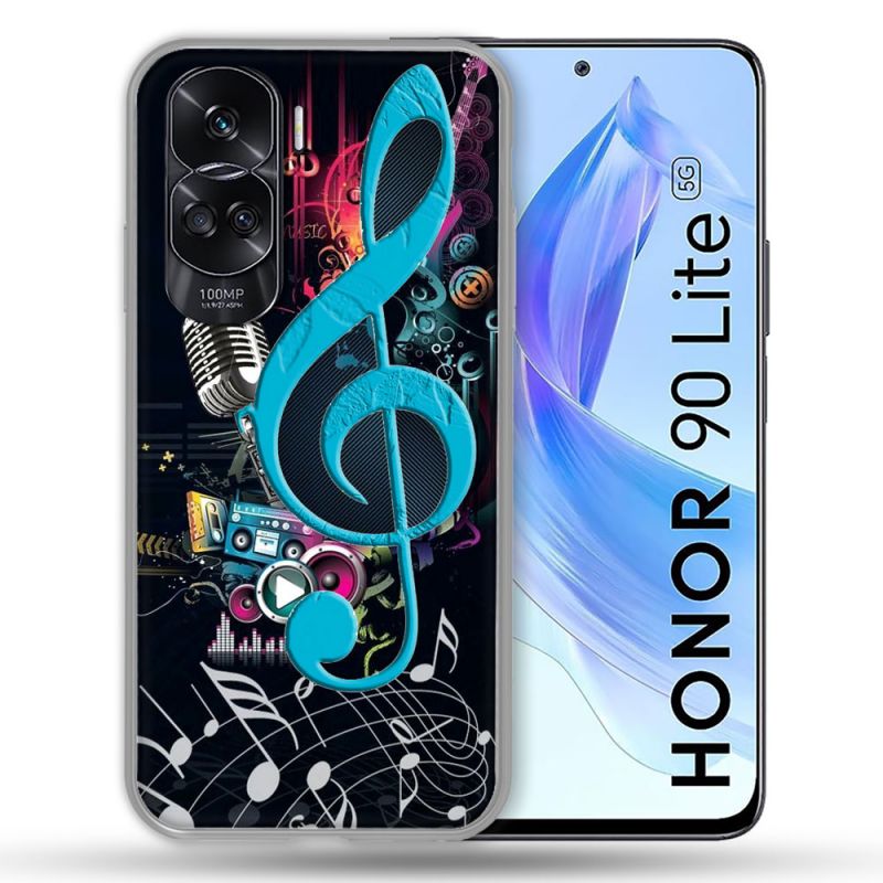 Coque Renforcée Pour Honor 90 Lite 5G Musique Cle Sol Bleu