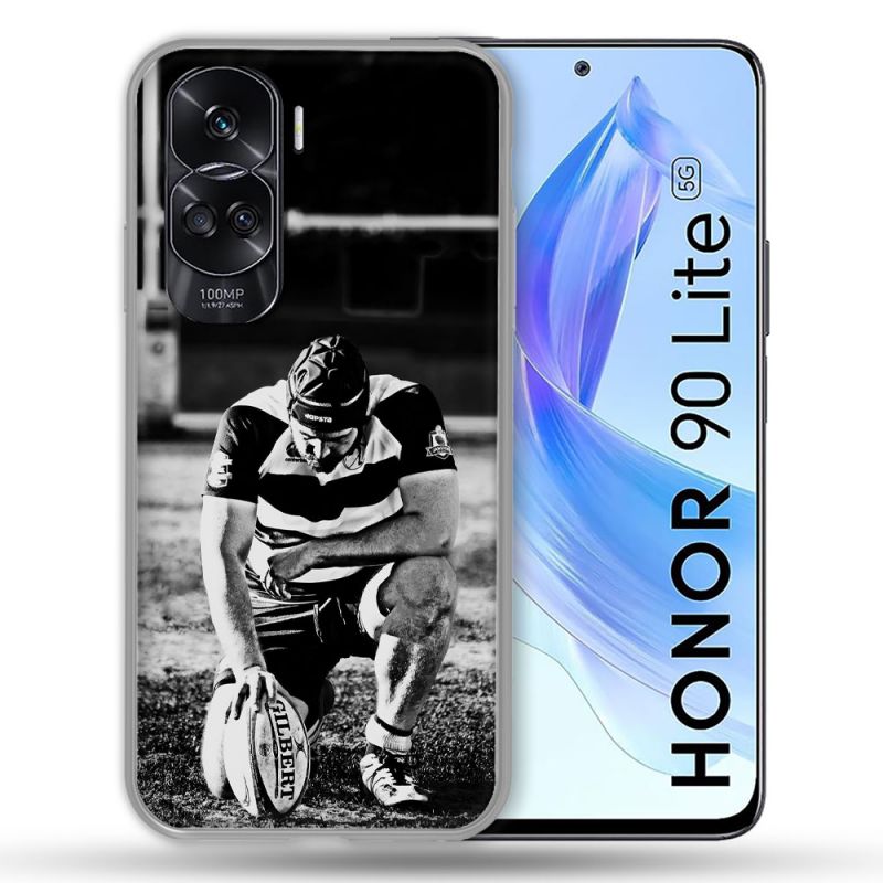 Coque Renforcée Pour Honor 90 Lite 5G Sport Rugby Noir Blanc
