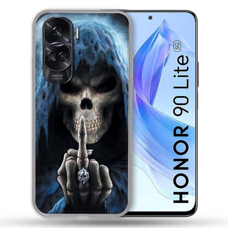 Coque Renforcée Pour Honor 90 Lite 5G Tete de Mort Doigt
