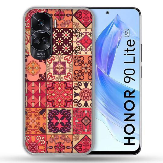 Coque Renforcée Pour Honor 90 Lite 5G Texture Carreau Ciment Rouge