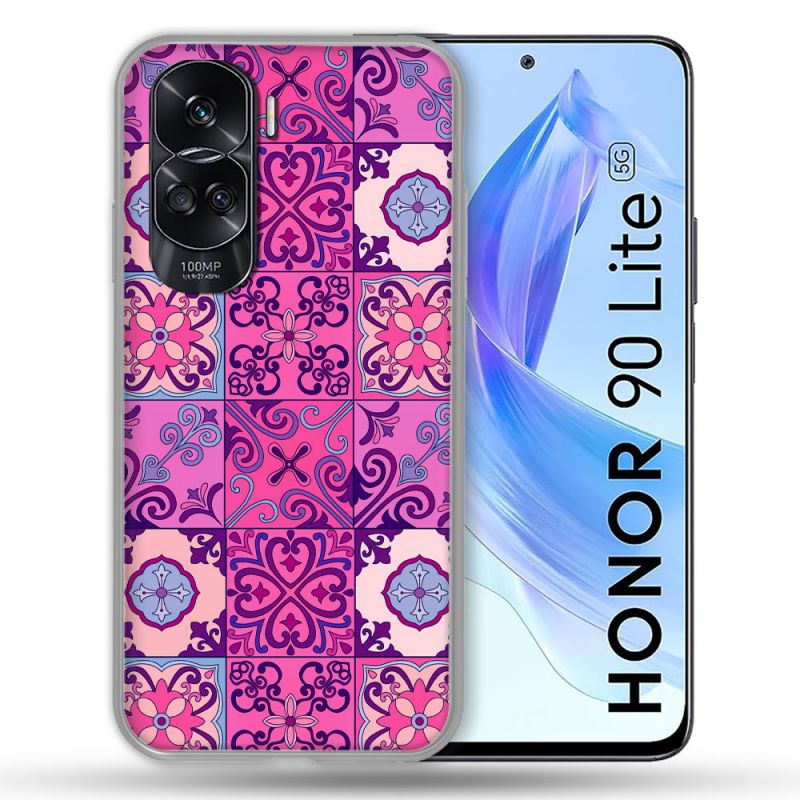 Coque Renforcée Pour Honor 90 Lite 5G Texture Carreau Ciment Violet