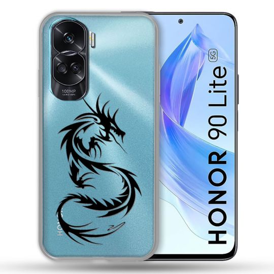 Coque Renforcée Transparente Pour Honor 90 Lite 5G Dragon Noir