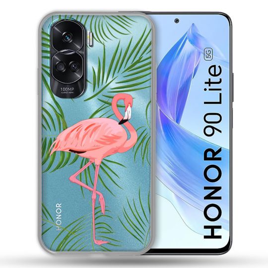 Coque Renforcée Transparente Pour Honor 90 Lite 5G Flamant Rose