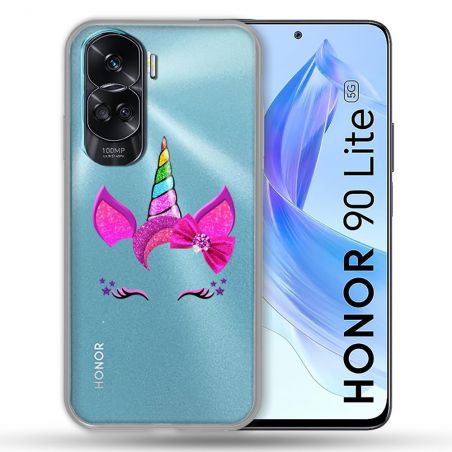 Coque Renforcée Transparente Pour Honor 90 Lite 5G Licorne Paillette