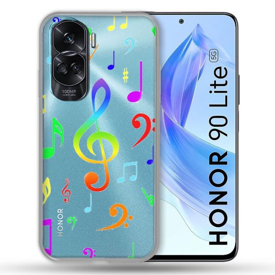 Coque Renforcée Transparente Pour Honor 90 Lite 5G Note Musique Colore