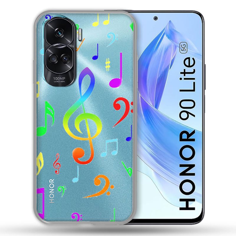 Coque Renforcée Transparente Pour Honor 90 Lite 5G Note Musique Colore