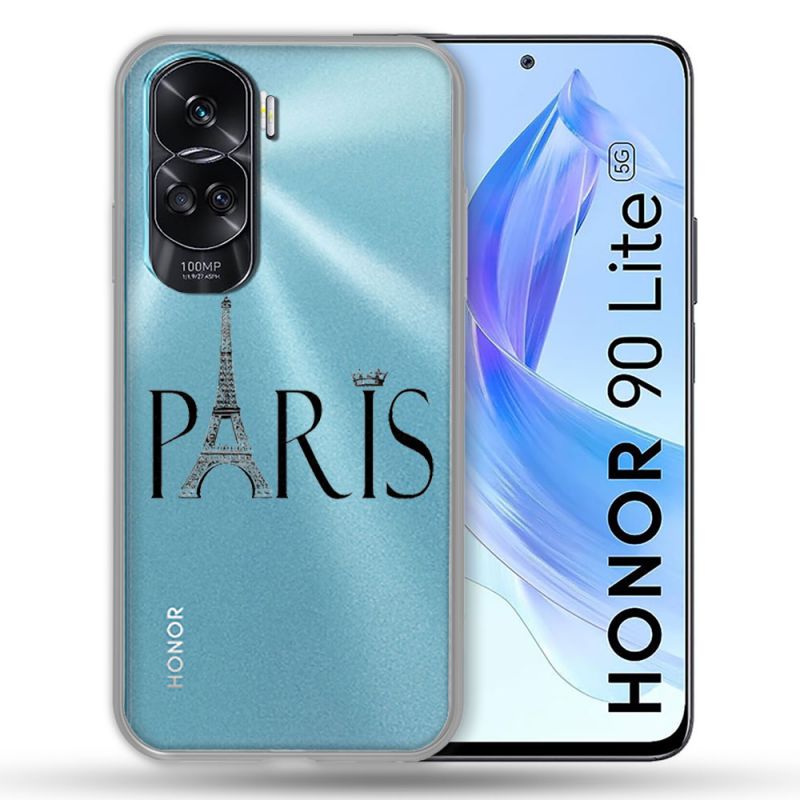 Coque Renforcée Transparente Pour Honor 90 Lite 5G Paris Noir