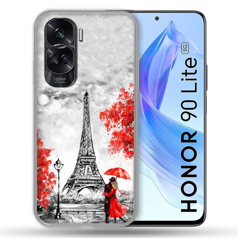 Coque Renforcée Pour Honor 90 Lite 5G Voyage France Paris Rouge