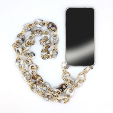 Coque Renforcée Transparente Pour Honor 90 Lite 5G Lanière / Cordon Anneaux Marbre Blanc Marron