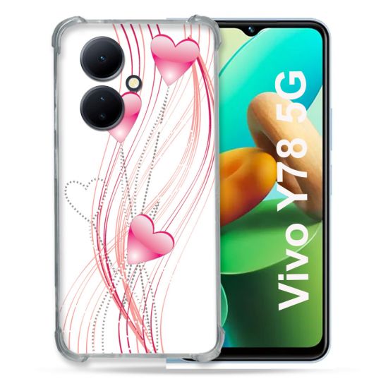Coque Renforcée Pour Vivo V29 Lite 5G / Y78 5G Amour Coeur Rose Montant sur Blanc
