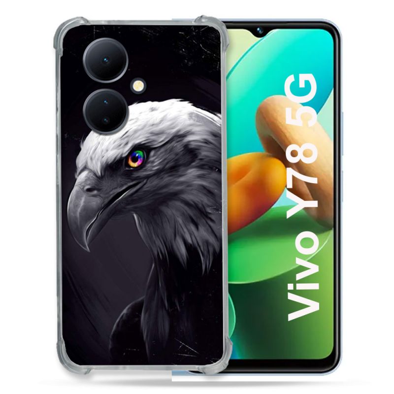 Coque Renforcée Pour Vivo V29 Lite 5G / Y78 5G Animal Aigle Royal Noir