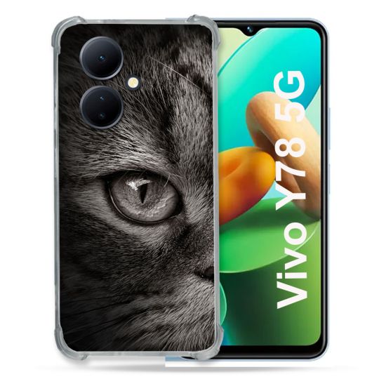 Coque Renforcée Pour Vivo V29 Lite 5G / Y78 5G Animal Chat Gris