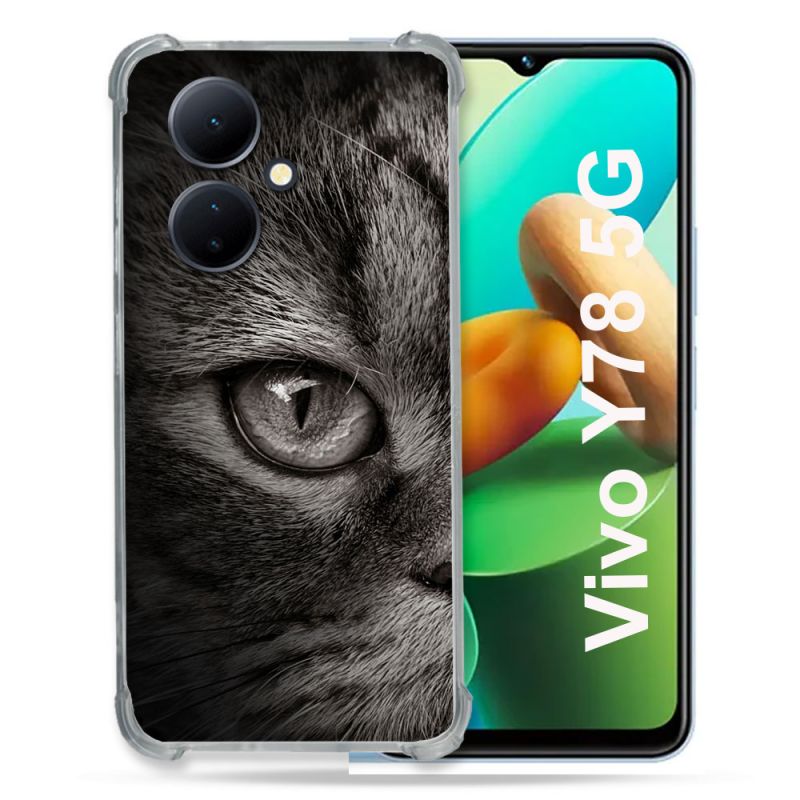 Coque Renforcée Pour Vivo V29 Lite 5G / Y78 5G Animal Chat Gris