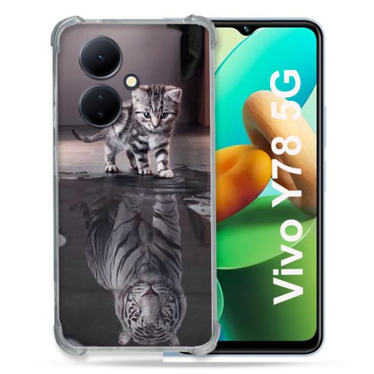 Coque Renforcée Pour Vivo V29 Lite 5G / Y78 5G Animal Chat Reflet