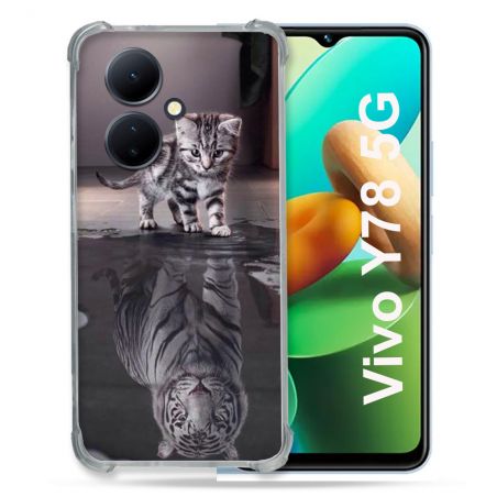 Coque Renforcée Pour Vivo V29 Lite 5G / Y78 5G Animal Chat Reflet