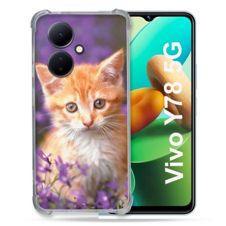 Coque Renforcée Pour Vivo V29 Lite 5G / Y78 5G Animal Chat Violet