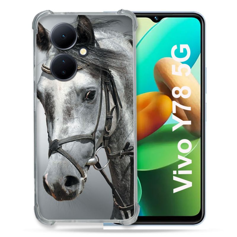 Coque Renforcée Pour Vivo V29 Lite 5G / Y78 5G Animal Cheval Blanc