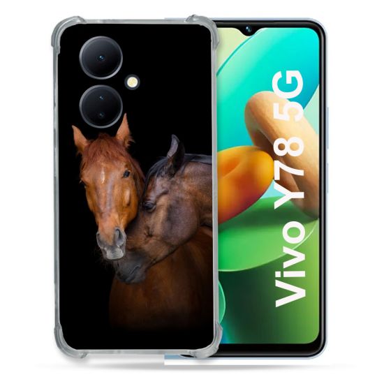Coque Renforcée Pour Vivo V29 Lite 5G / Y78 5G Animal Cheval Marron