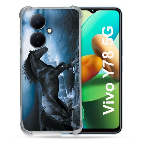 Coque Renforcée Pour Vivo V29 Lite 5G / Y78 5G Animal Cheval Noir