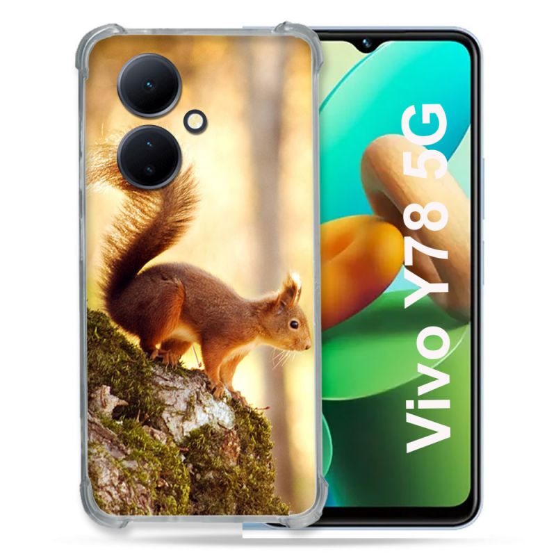 Coque Renforcée Pour Vivo V29 Lite 5G / Y78 5G Animal Ecureuil Bois