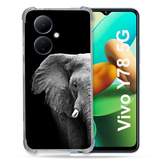 Coque Renforcée Pour Vivo V29 Lite 5G / Y78 5G Animal Elephant Noir