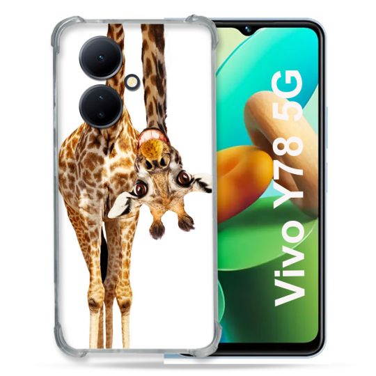 Coque Renforcée Pour Vivo V29 Lite 5G / Y78 5G Animal Girafe Blanche
