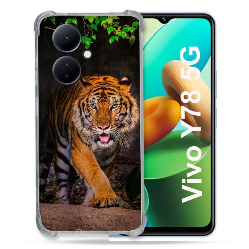 Coque Renforcée Pour Vivo V29 Lite 5G / Y78 5G Animal Tigre Jungle