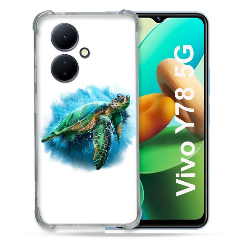 Coque Renforcée Pour Vivo V29 Lite 5G / Y78 5G Animal Tortue Blanche multicolore