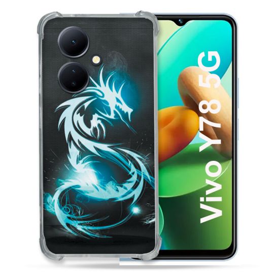 Coque Renforcée Pour Vivo V29 Lite 5G / Y78 5G Fantastique Dragon Bleu
