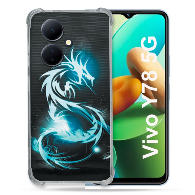 Coque Renforcée Pour Vivo V29 Lite 5G / Y78 5G Fantastique Dragon Bleu